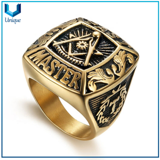 China Manufacturer Masonic Signet Ring Stainless Steel Simple Design Large Size Jewelry Rings