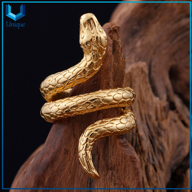 KALEN Stainless Steel Gold Silver Animal Snake Charm Finger Rings For Men
