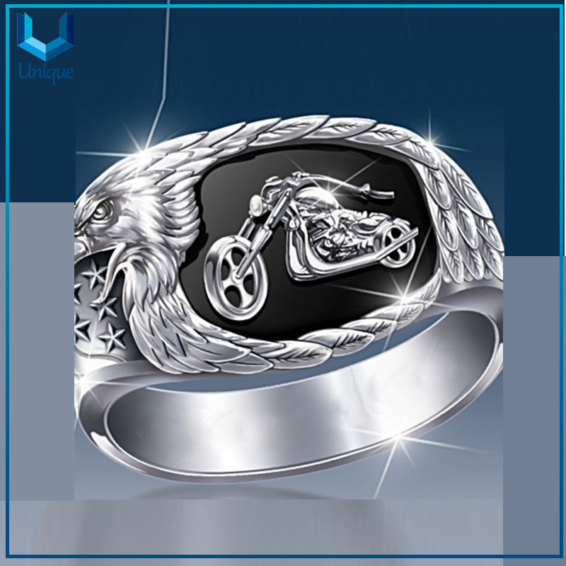 Wholesale Vintage Sterling Silver Jewelry Crusader Flower Open Silver Punk Men Ring