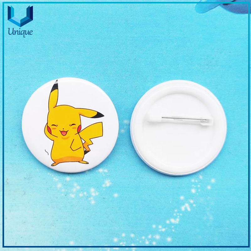 Wholesale Custom Cartoon Logo Printing Brooch Metal Tin Button Badges with Safety Pin