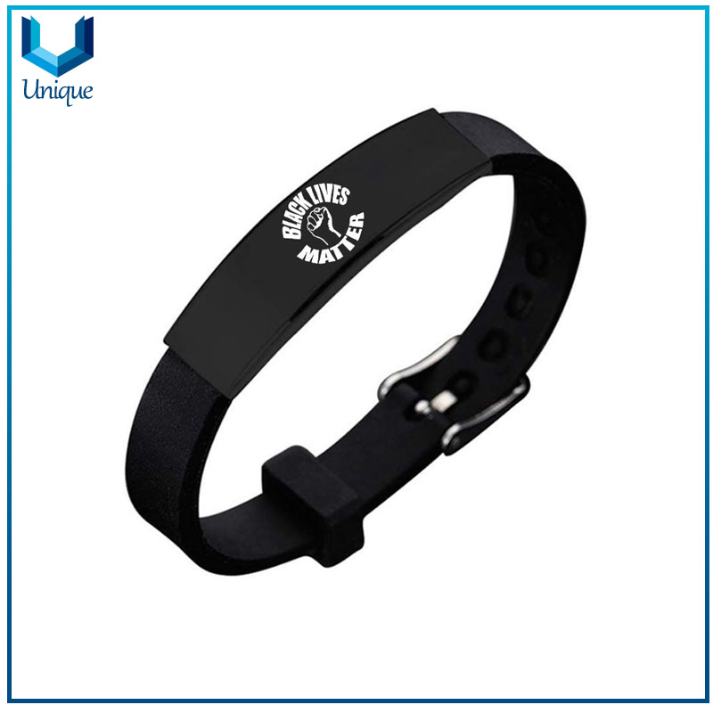 adjustable wristband silicone bracelets personalized custom engraving BLACK LIVES MATTER bracelets for men