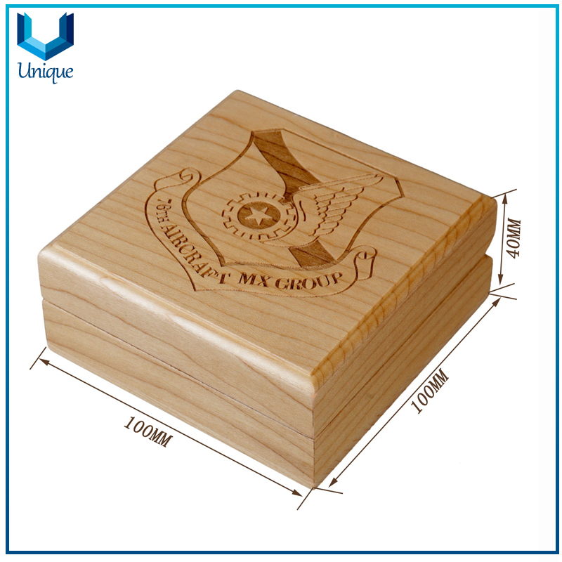 Factory Price New Design Custom Maple Gift Wooden Coin Display Box