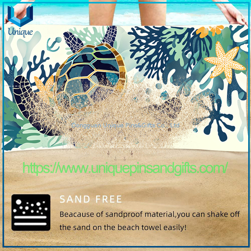 Custom Design Absorbent Quick Drying Beach Towel, Beach Towel Bag, Printed Drawstring Logo Portable Beach Backpack (9)