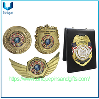 Custom 3D Irregular Gold Plate Badge Anti-Drug Council Metal Lapel Pin Badge Custom Gold Police Metal Brooch Badge with Colorful Logo