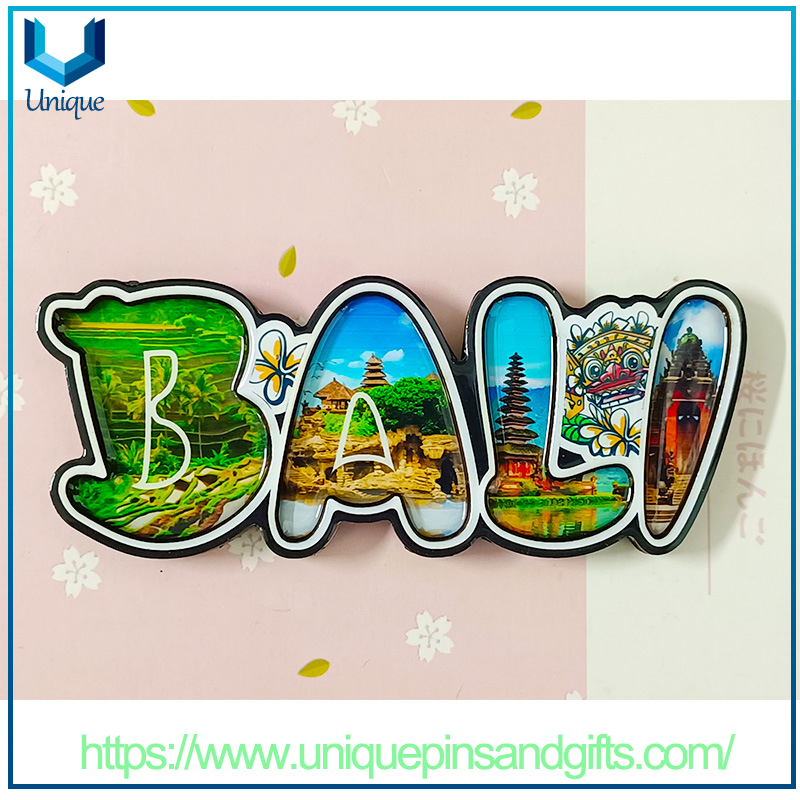 Balinese Indonesia Soft Magnetic Crystal Glue Wooden Refrigerator Stickers for Travel Souvenirs Collection Or Decorative Gifts