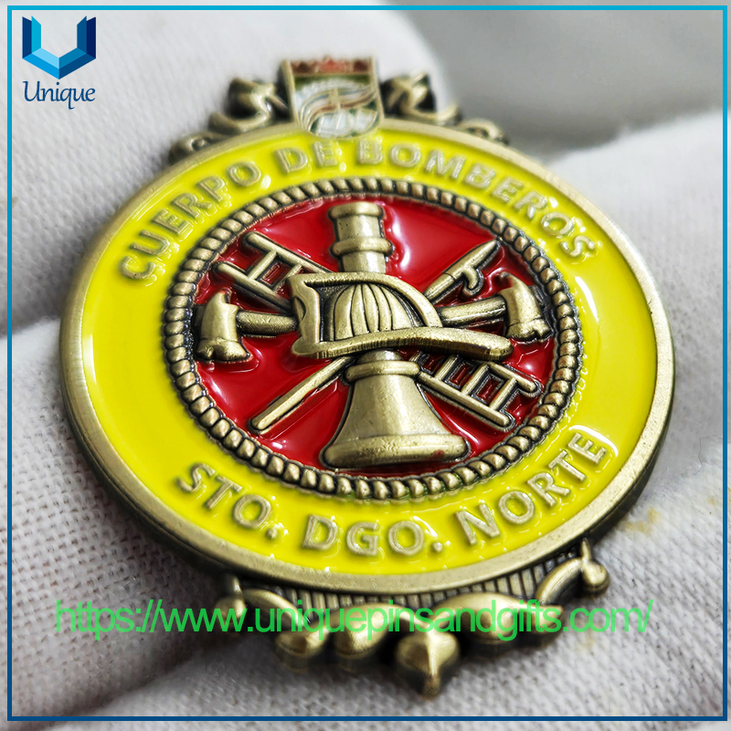 Customize Design Puerto Rico 3D Firefighter Metal Brooch Lapel Pin