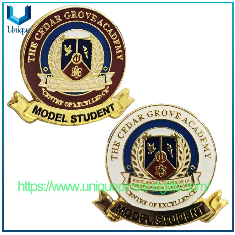 Custom Design Logo Soft Enamel School Metal Lapel Pin School Badge with Epoxy