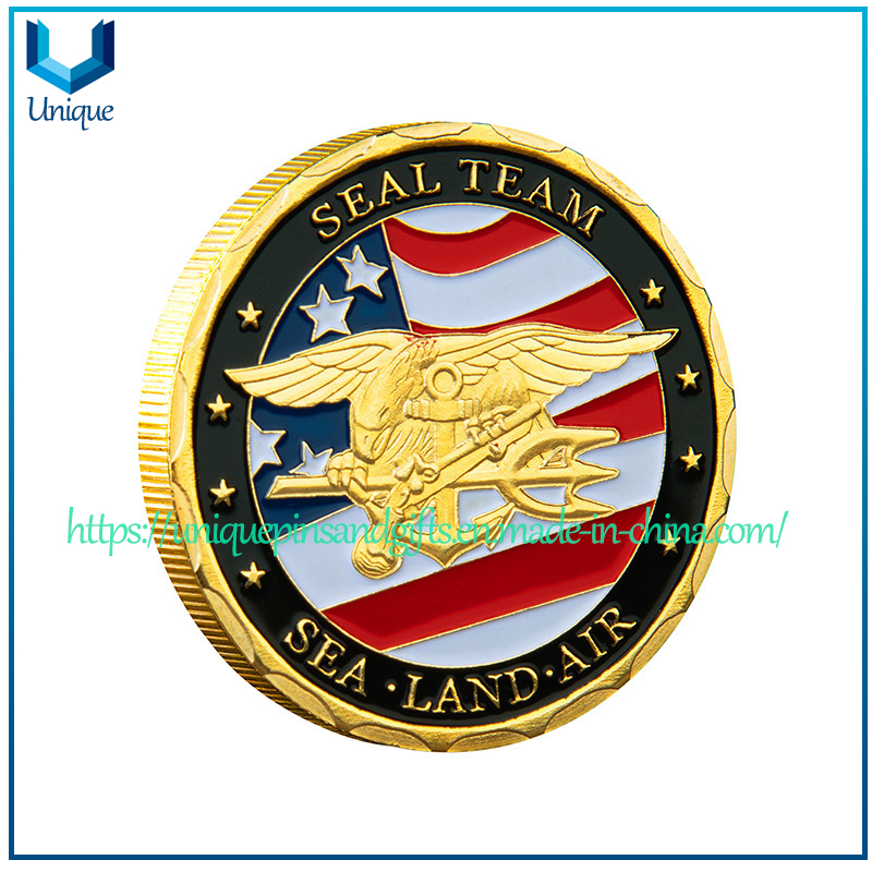 Customized Design 3D Military Carton Creative Coin, Mirror Coins, Gold/Sliver Army Navy Sports Goverment Metal Commemorative Coin