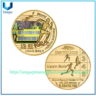 Wholesale UV Printing Gold/Sliver Mirror Medal Coin, Famous Sports Stars Medal Commemorative Coin