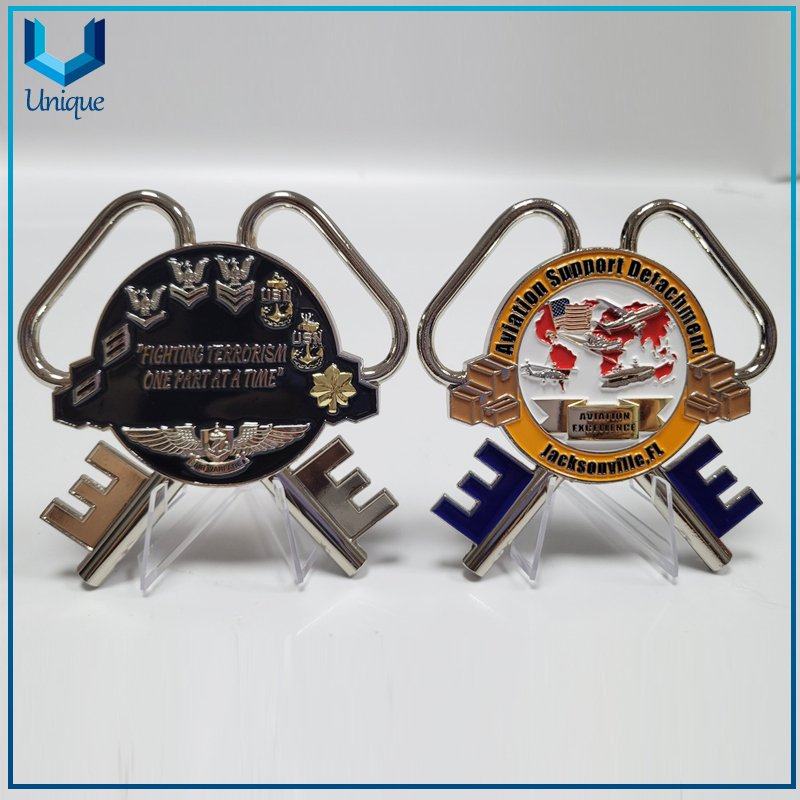 Customized Design Fashion Unique Keychain shape 3D nickel USA Navy commemorative coin