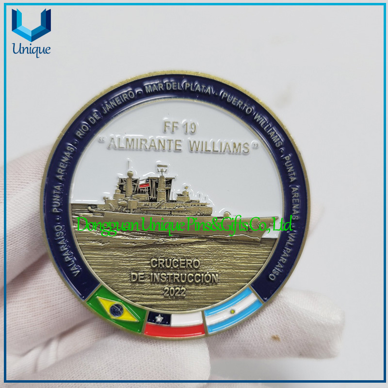 High Quality Custom Desigh 2 Inch Chile Military Navy Souvenir Dual Side 3D Challenge Coin