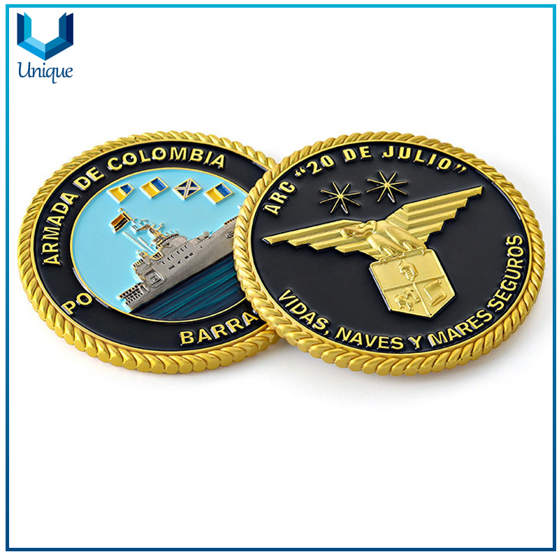Excellence award Coin, Commande Coin, 3D diamond Edge Cutting coin,soft cloisonne Coin, Gold Military Coin