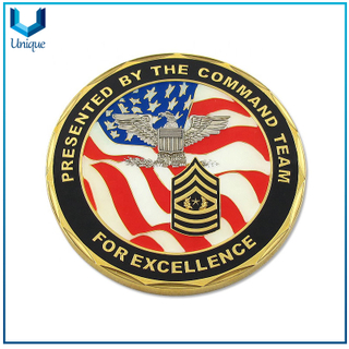 Excellence award Coin, Commande Coin, 3D diamond Edge Cutting coin,soft cloisonne Coin, Gold Military Coin