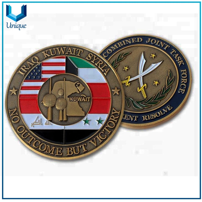 Customize Design Coin,Victory Coin, Iraq Kuwait Syria Coin in 3D, antique Brass Coin for Honor