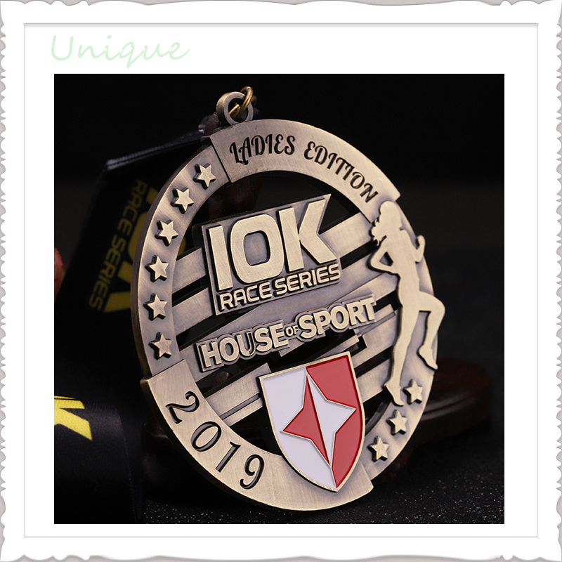 10K Female Running Medal, Custom Logo Wholesale Zinc Alloy Soft Enamel Sports Award Souvenir Metal Medal