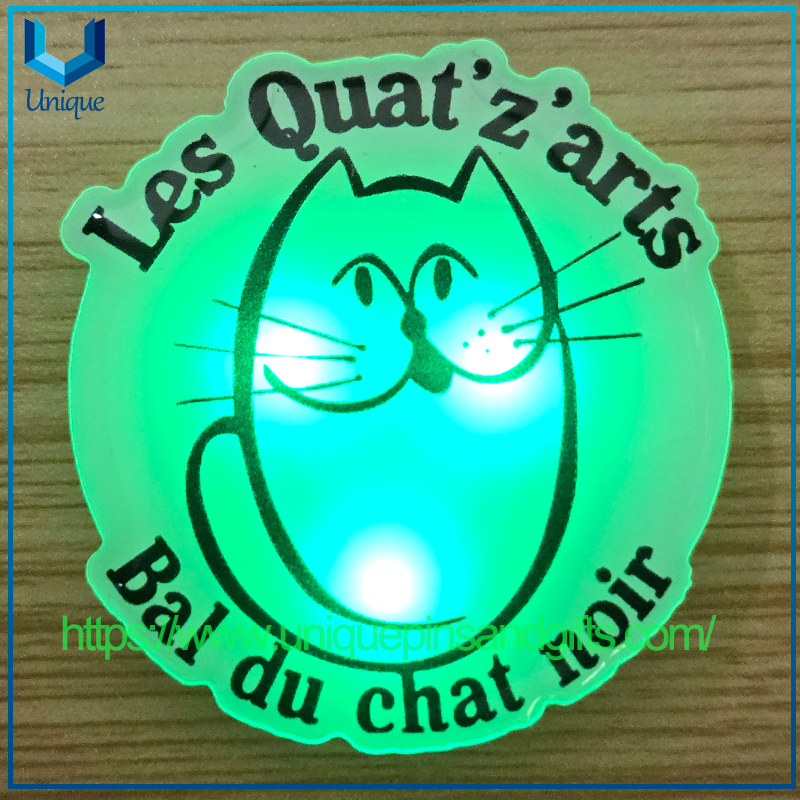 Custom Activity Logo Colorful Acrylic Luminous Chest Flashing LED Badge with 3 Different Lighting Modes 