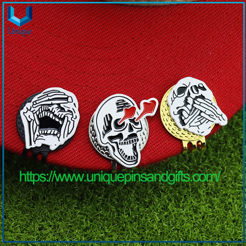 New Golf Ball Marker Hat Clip Metal Manganese Steel Hat Clip Enamel Glazed Golf Ball Markers