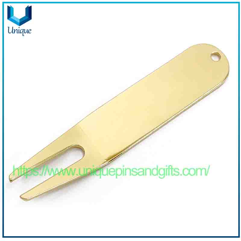 Custom Design Golf Ball Fork Metal Golf Putting Green Fork Golf Grass Repair Tool Blank Logo Golf Divot Tool