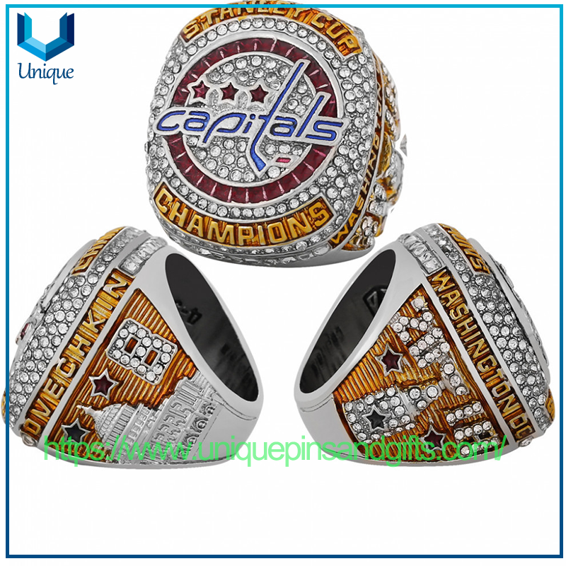 Custom Designed NHL 2018 Washington Capitals Championship Finger Ring Ice Hockey League Alloy Men's Finger Ring