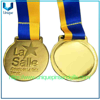 Custom Design 3D France College Baseball Football Basketball Sports Events Medals Gold Award Blank Metal Medals with Ribbon