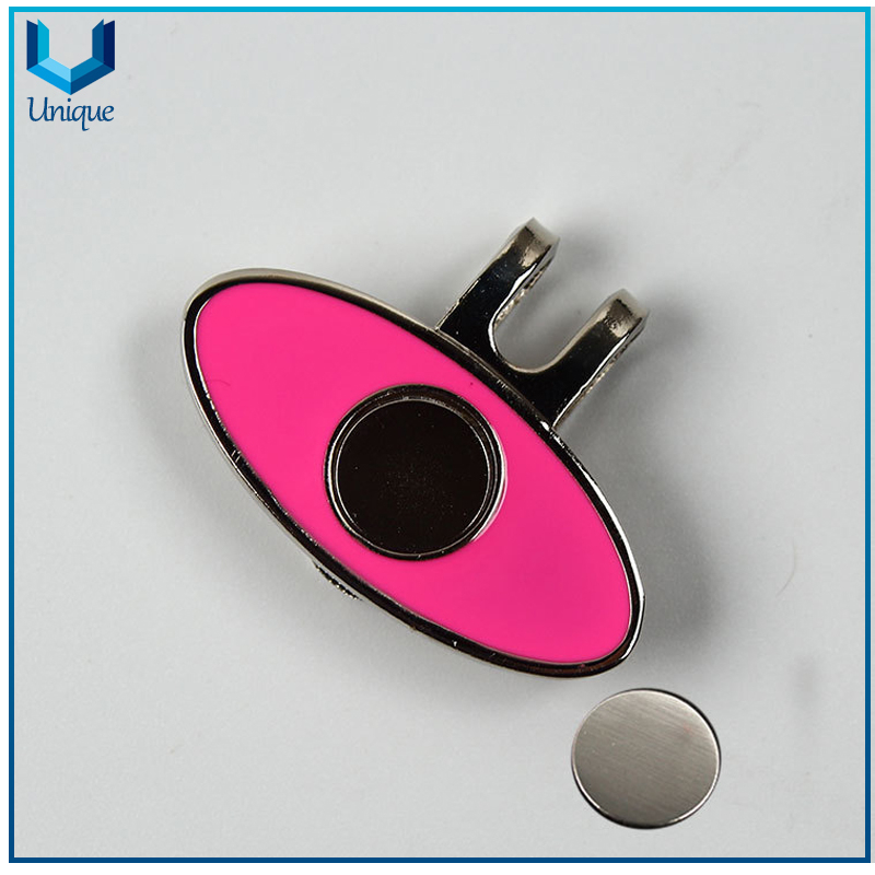 Metal Nickel Golf Hatclip, Customize Soft Enamel Golf Cap Clip, Golf Ballmarker Hatclip with Magnet for Promotional Gifts