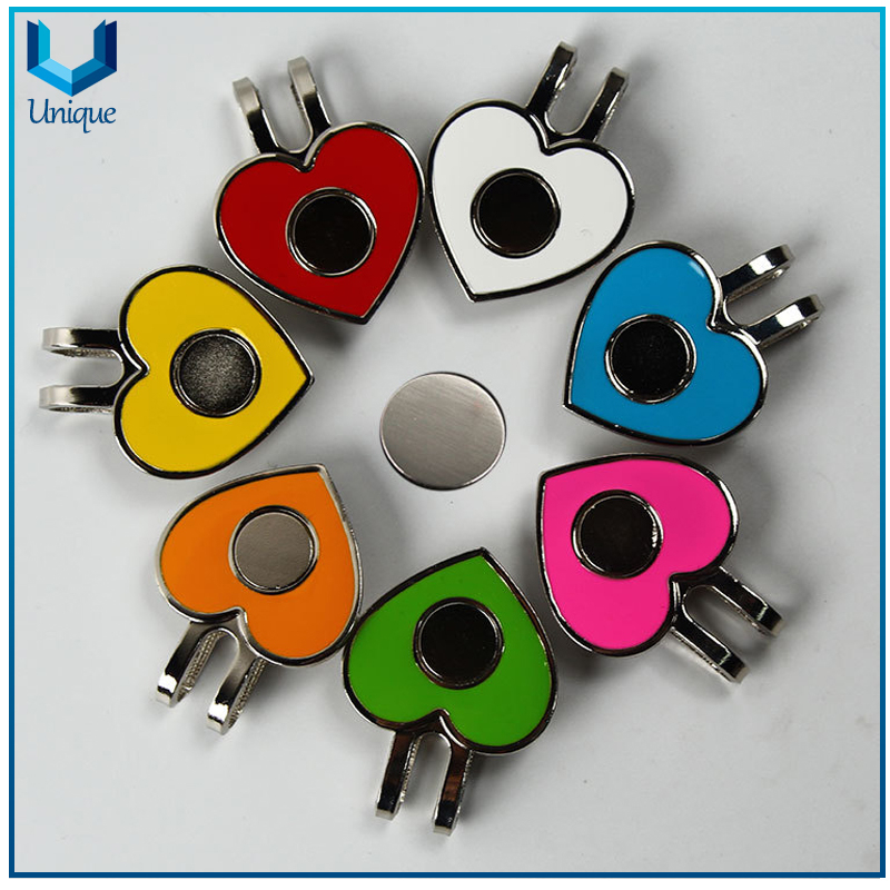 Metal Nickel Golf Hatclip, Customize Soft Enamel Golf Cap Clip, Golf Ballmarker Hatclip with Magnet for Promotional Gifts