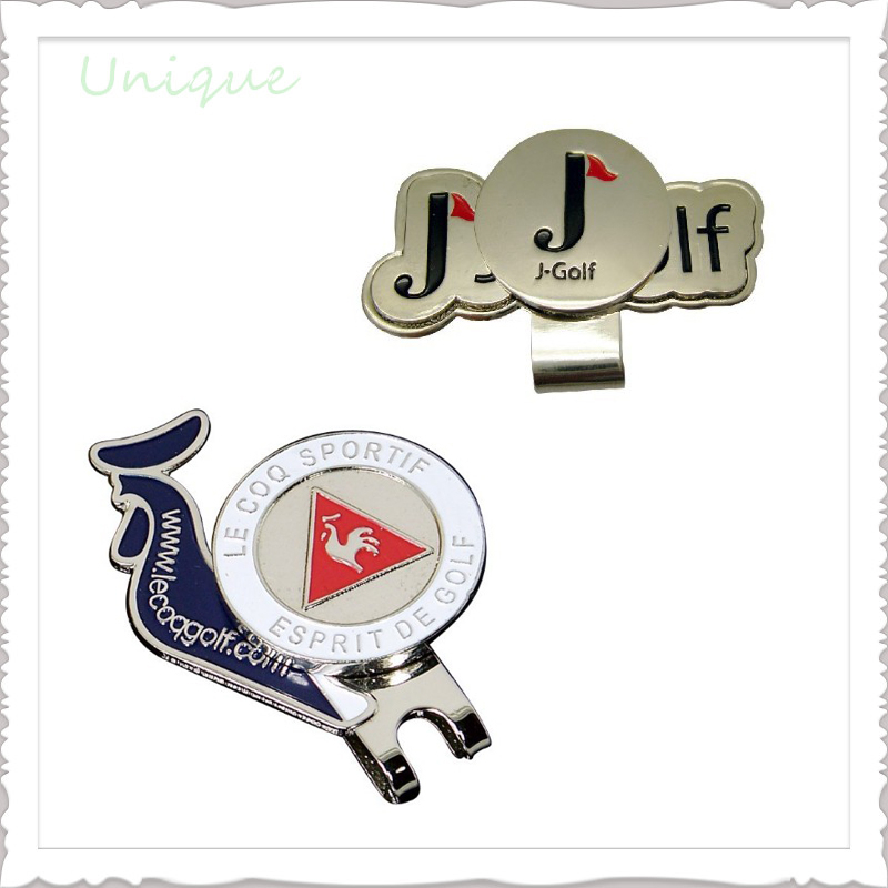 Golf Hatclip with Golf Ballmarker in Set, Customize Logo Round Round Golf Club hatclip with Golf Ballmarker with Epoxy