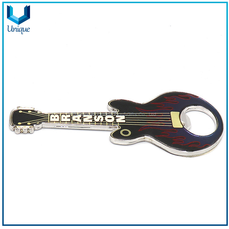 Custom Metal Souvenir Gift Bottle Opener with Printing Epoxy,Music Fashion Guitar Style Beer Bottler Opener for Promotional Gifts