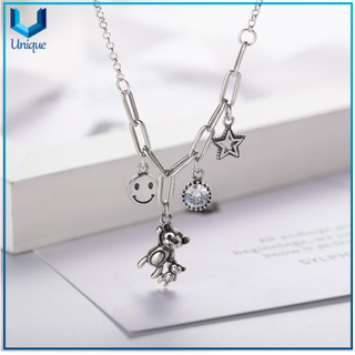 Vintage 925 silver pendant set, Neckalce+Teddy Bear Pendant+Coin +Charming in Custom Design for Wholesale