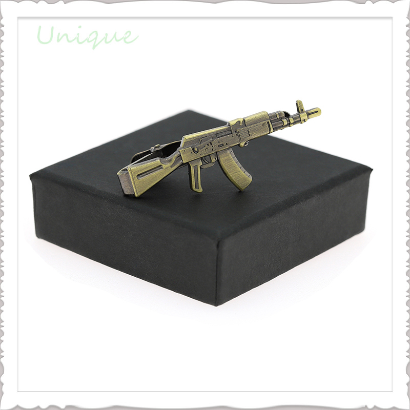 Custom Men's Jewelry Luxury Metal Tie Clip, 3D Rifle Gun Style Metal Tie Bar,Fashion Tie Pin in Gifts Box for Gifts