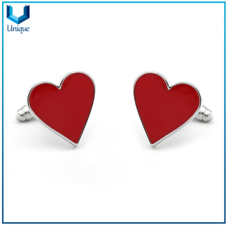 Customize Design Heart shape Cufflink, Wedding Gift Metal Cufflink, Enamel Fashion Cufflink, Jewelry Cufflink for Promotional Gifts