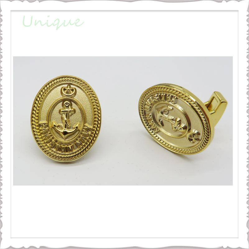 China Wholesale Gold Plated 3D Anchor Cufflink with Gift Box Packing, Die Cast Zinc Alloy Military Cufflink for Sounvenir Gifts