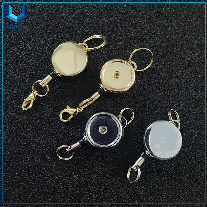 High Quality Metal Badge Reel with Keychain, Customize Printing Logo with Epoxy Badge Reel for Office stationery