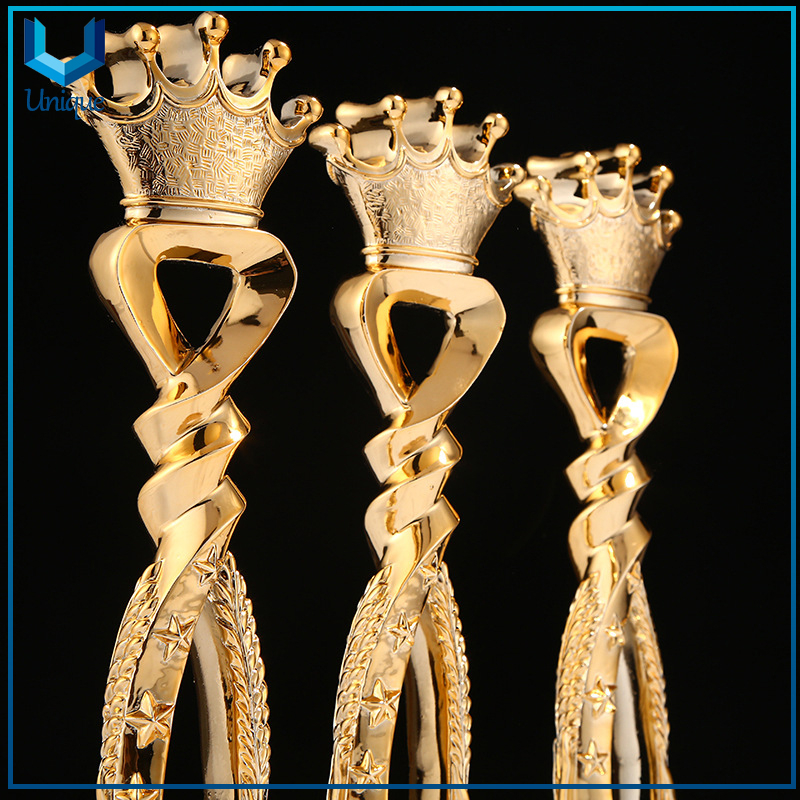 Customize Metal Trophy in Crown Style, Engraving logo at base, Gold Award Trophy Cup for Promotional Gifts