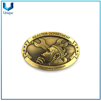 Customize Metal Crafts Manufacturer, Antique Plating 3D Curved Surface Metal Buckle, High Quality Leather Belt Buckle for Corporate, School, Military Promotional Gifts