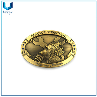 Customize Metal Crafts Manufacturer, Antique Plating 3D Curved Surface Metal Buckle, High Quality Leather Belt Buckle for Corporate, School, Military Promotional Gifts