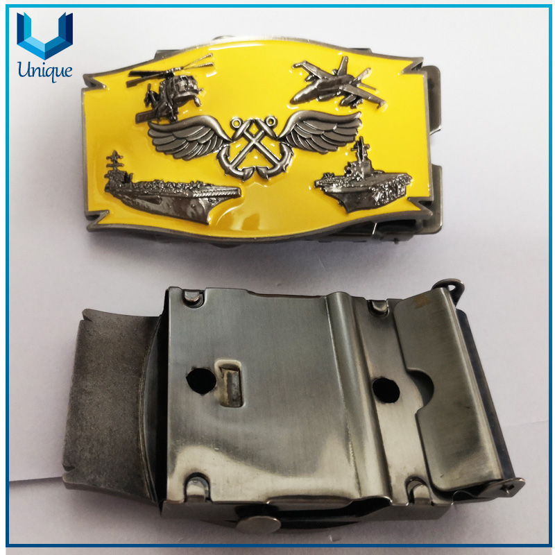 Customize USA Navy Military Belt Buckle, Fashion Souvenir Metal Buckle with AB Logo,Enamel 3D Antique Plating Police Buckle