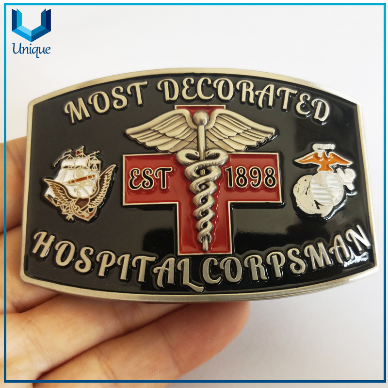 USA Corpsman Military Metal buckle, 3D Enamel Fashion Buckle, Wedding Souvenir Honor buckle in Customize Design