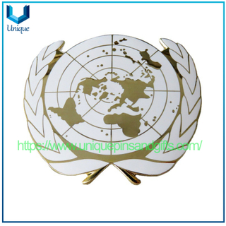 Custom Un Logo Lapel Pins Brooches Sdg Badges 3D Metal Badges Peacekeeping Medals Commemorative Medallions