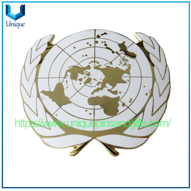 Custom Un Logo Lapel Pins Brooches Sdg Badges 3D Metal Badges Peacekeeping Medals Commemorative Medallions