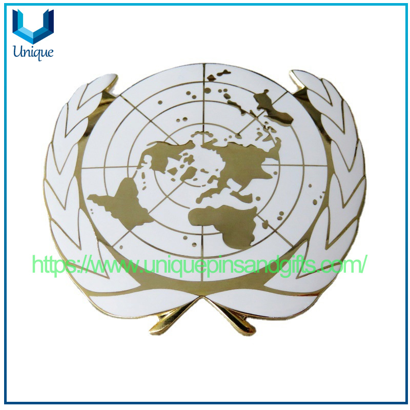 Custom Un Logo Lapel Pins Brooches Sdg Badges 3D Metal Badges Peacekeeping Medals Commemorative Medallions