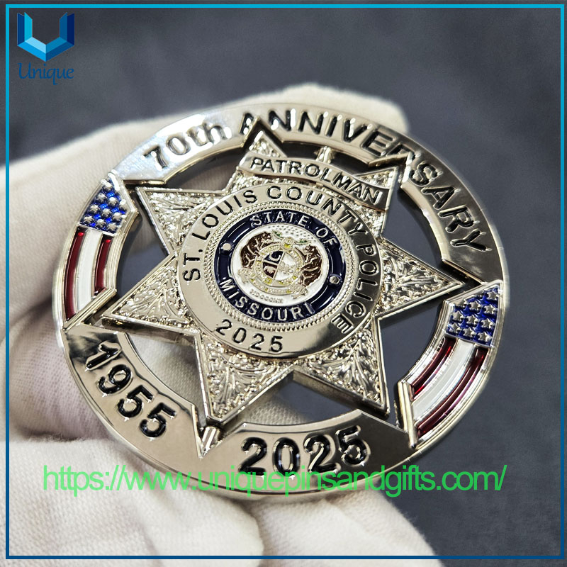 Custom Cast 3D Metal Medallion Metal Coin Souvenir Coins Shiny Gold Anniversary Patrolman Vortical Commemorative Coin