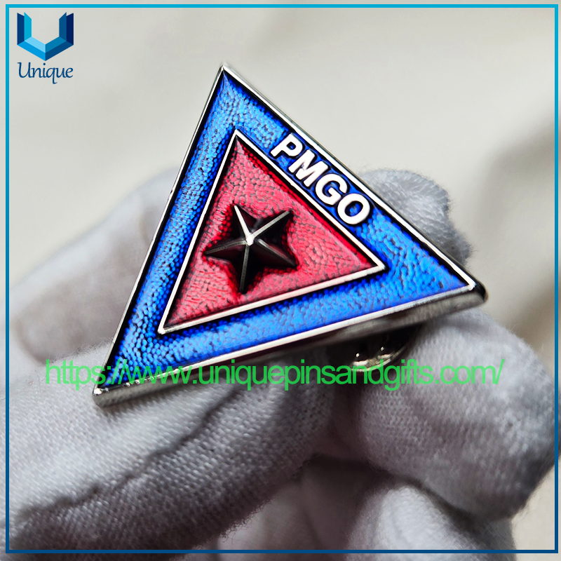 Custom 3D Metal Lapel Pin Brooch Badge Brazilian Octopus Owl Triangle Shape Badge PMGO SSPGO CBMGO Wing Butterfly Clasp Badge