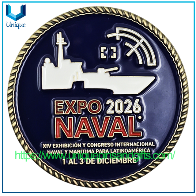 Custom Design High Quality 3D Metal Commemorative Coins EXPO 2026 NAVAL FISA Naval Coins