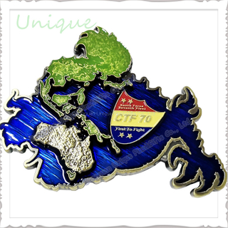 Customize High Quality Unique Special Shape 3D Coin in Transparent Color And Antique Bronze Plating