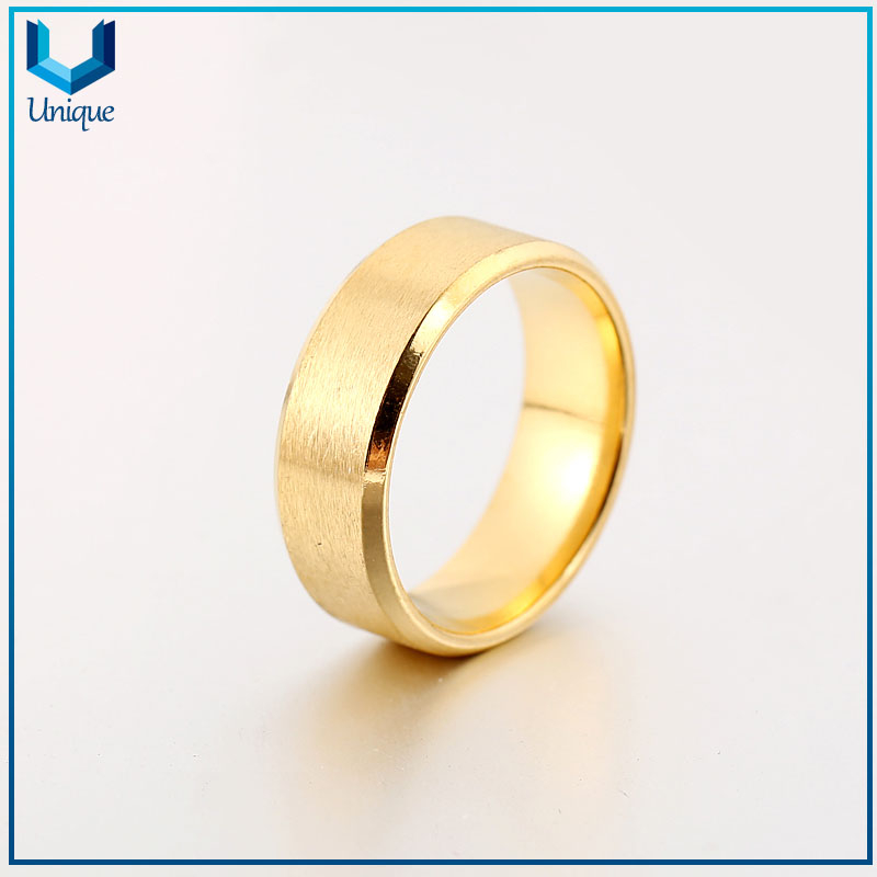 Hot sale promotions 8 MM width gold silver black blue stainless steel ring for women men