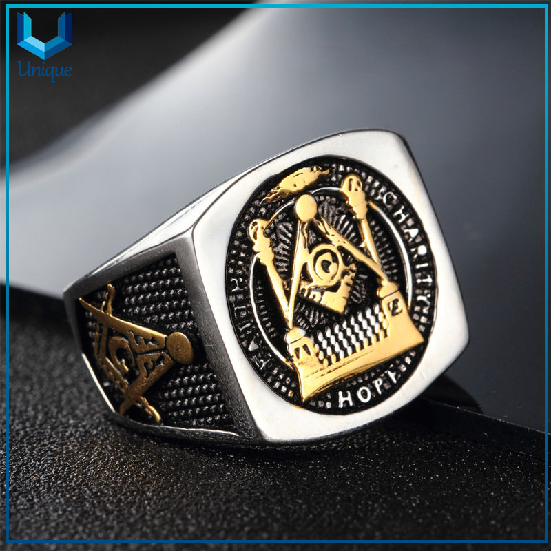Ring Retro punk mens stainless steel fashion jewelry custom masonic ring