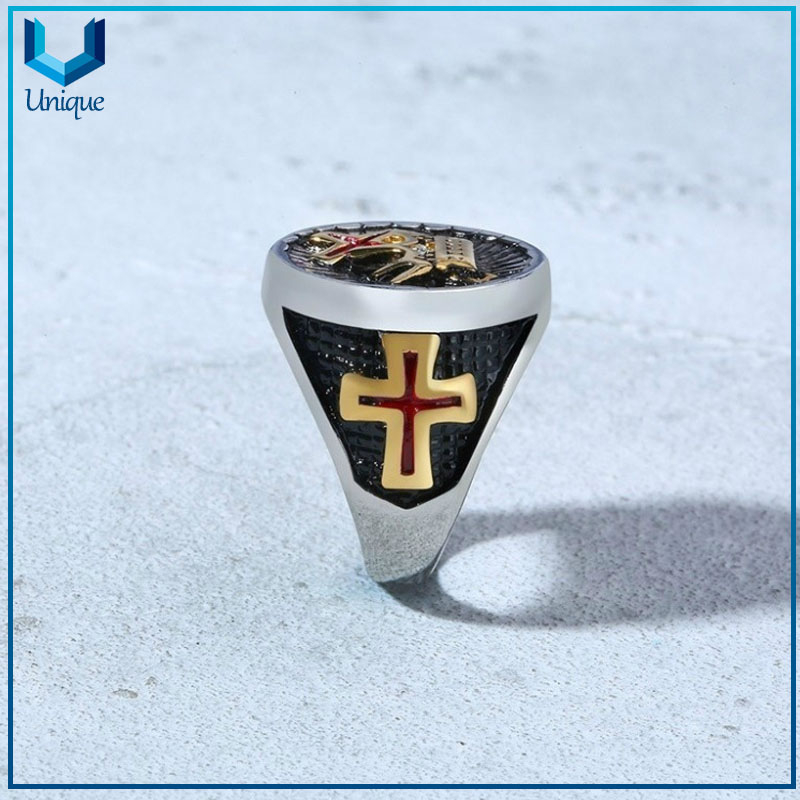 manufacturers wholesale new hot selling punk Templar Cross crown ring steel men's Ring