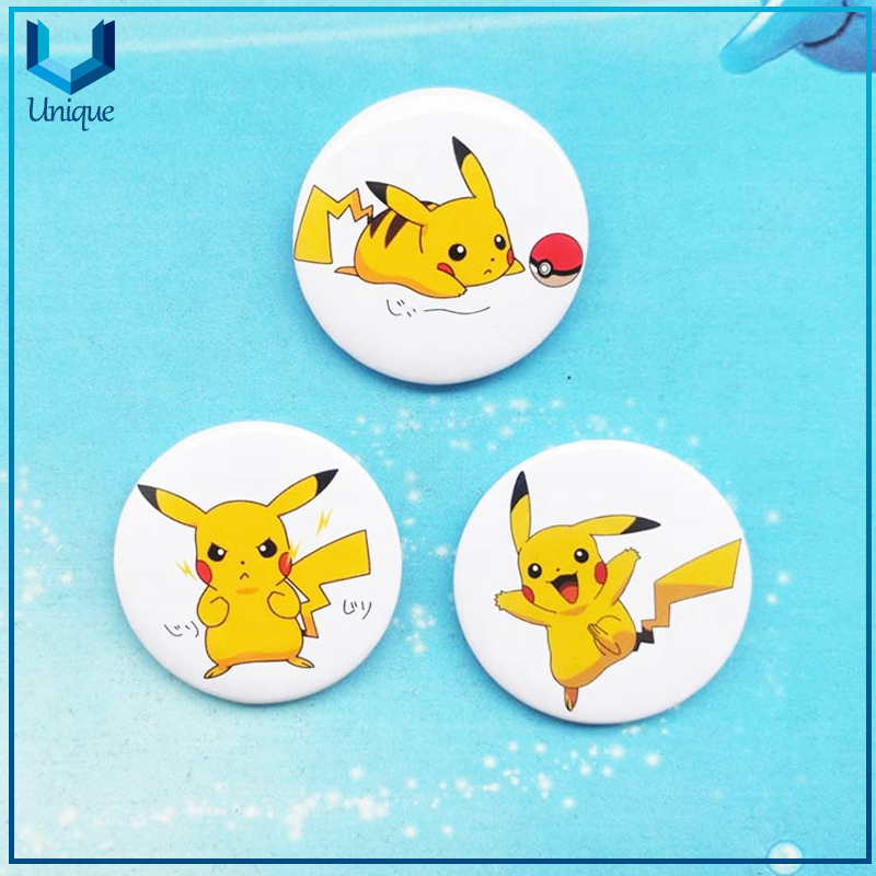 Wholesale Custom Cartoon Logo Printing Brooch Metal Tin Button Badges with Safety Pin