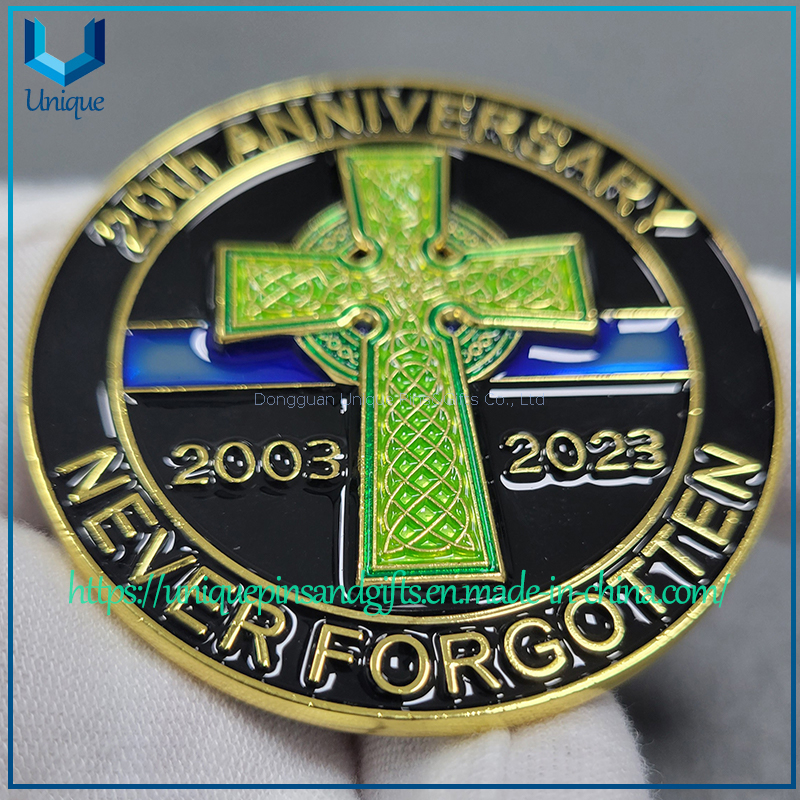 Custom Double Sided 3D Gold Plated, Cross, Shield,Challenge Coin